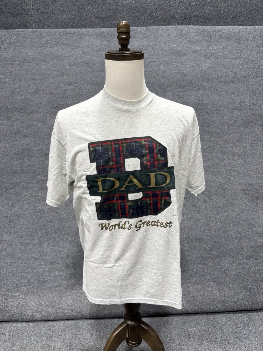Vintage World’s Greatest Dad T-Shirt XL Gray Graphic Tee Fruit of the Loom USA